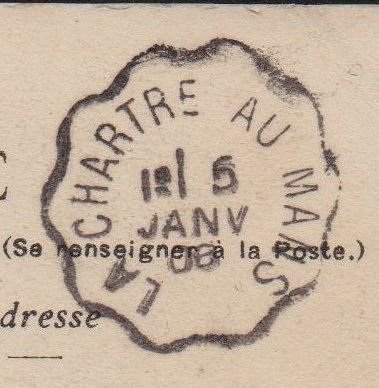 Courrier-Convoyeur-Ligne du Tramway La Chartre au Mans carte postale de Saint-Mars-de-Locquenay Janvier 1906